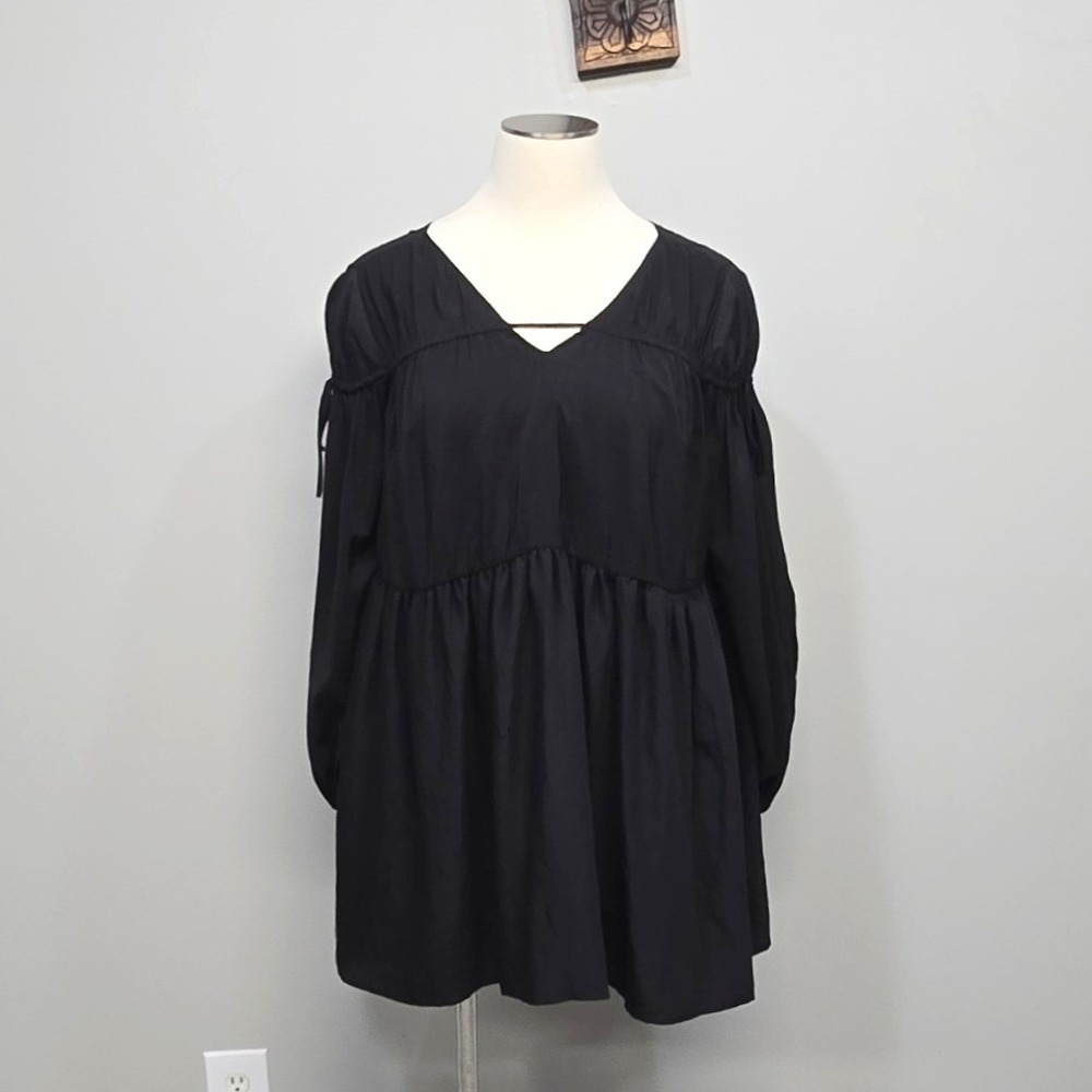 Eloquii Babydoll Tunic Dress Plus Size 16 Black Whimsigoth Romantic Poet Cottage